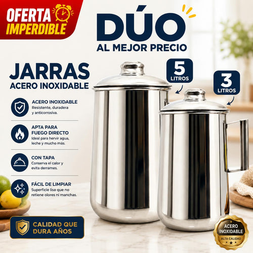Dúo de jarras de acero inoxidable Novemin